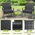 3 Piece Wicker Patio Bistro Set with Coffee Table Rattan Conversation Furniture for Balcony Garden Poolside Porch Yard Black