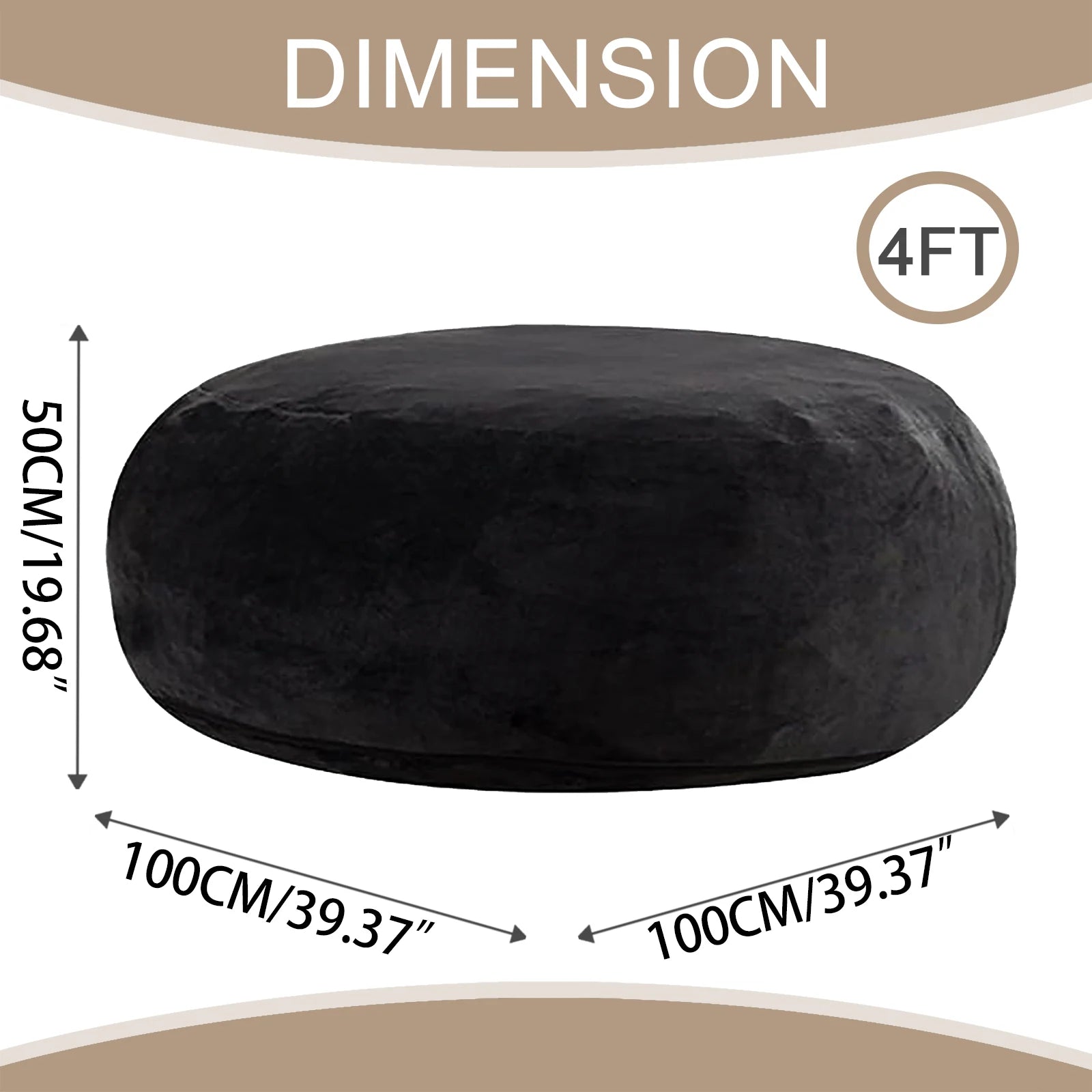 Adult Memory Foam Bean Bag Chair, 39 x 39 x 24 in, Soft Flannel Washable Cover, Padded Reading Seat for Bedroom and Dorm | 200134144