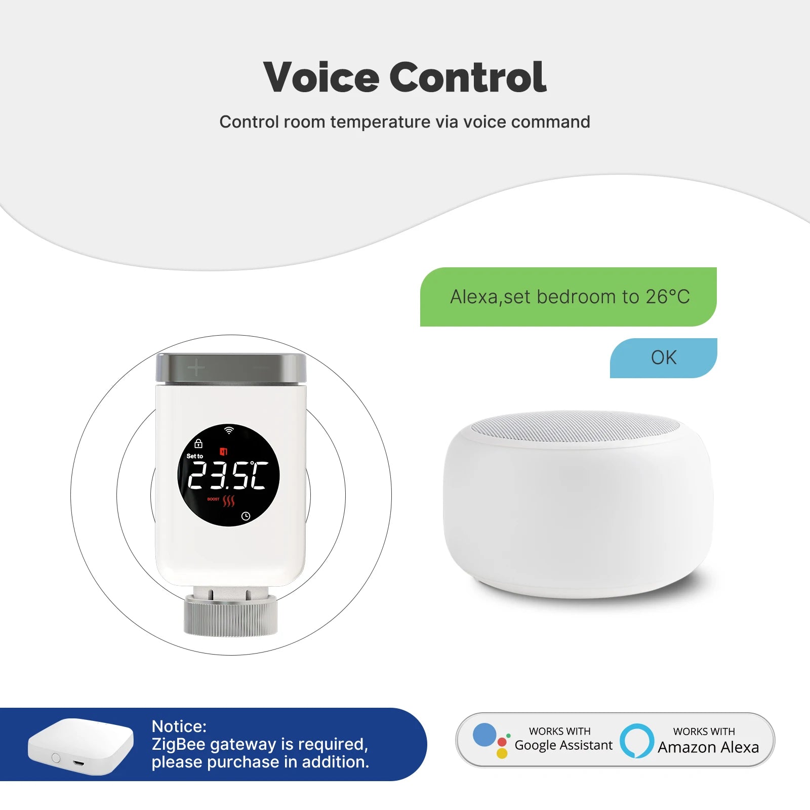 Smart Thermostatic Radiator Valve TRV Programmable App Remote Temperature Controller | 1 PC zigbee