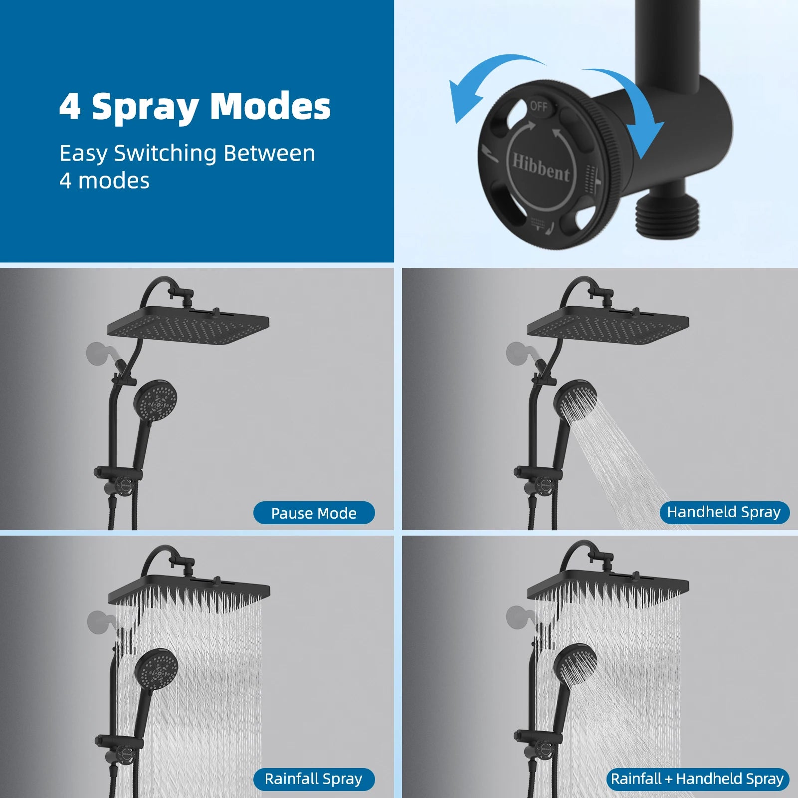 Rainfall Shower Heads with Handheld Combo 13-Inch High Pressure