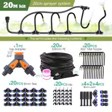 8mm PE Hose Misting Watering System Kit with Self-Priming Pump and Adjustable Sprayer