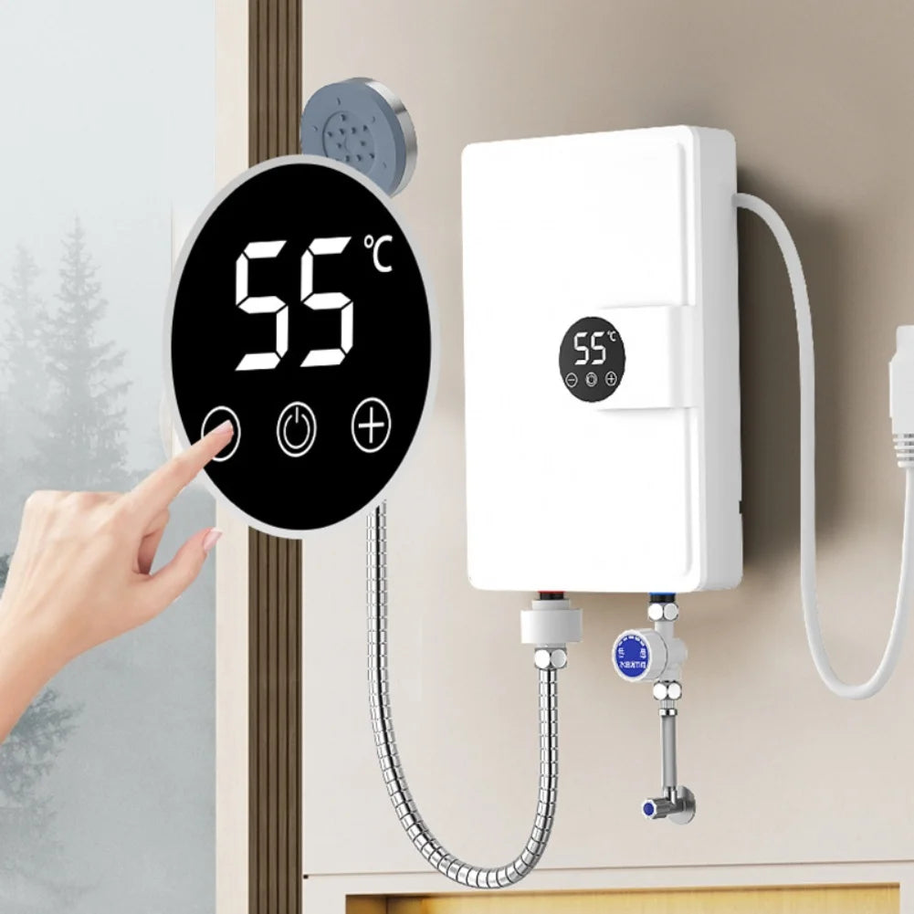 Electric Water Heater Bathroom Wall Mount LCD Display 5500W
