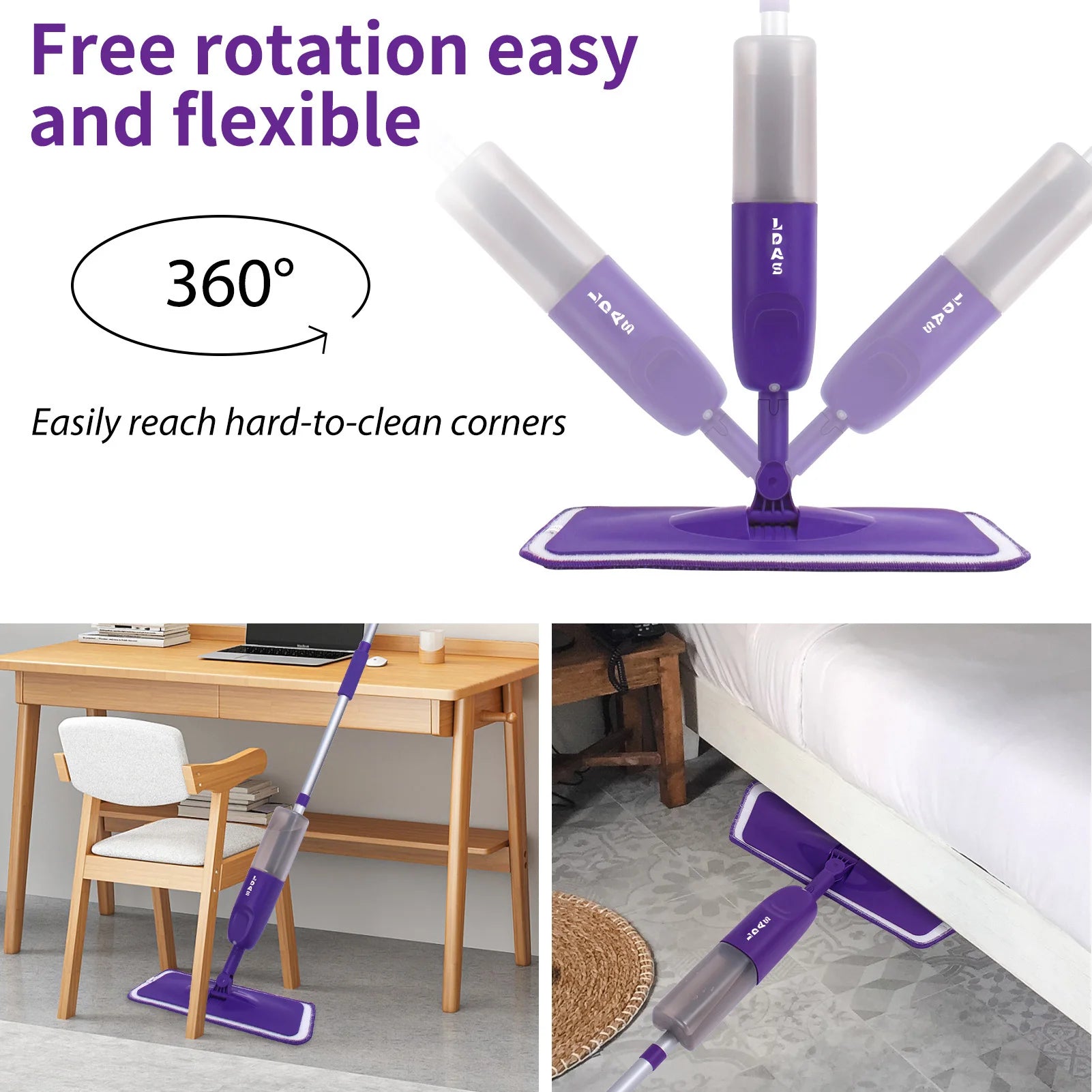 Flat Floor Cleaning Spray Mop with 16.9 fl oz Refillable Bottle