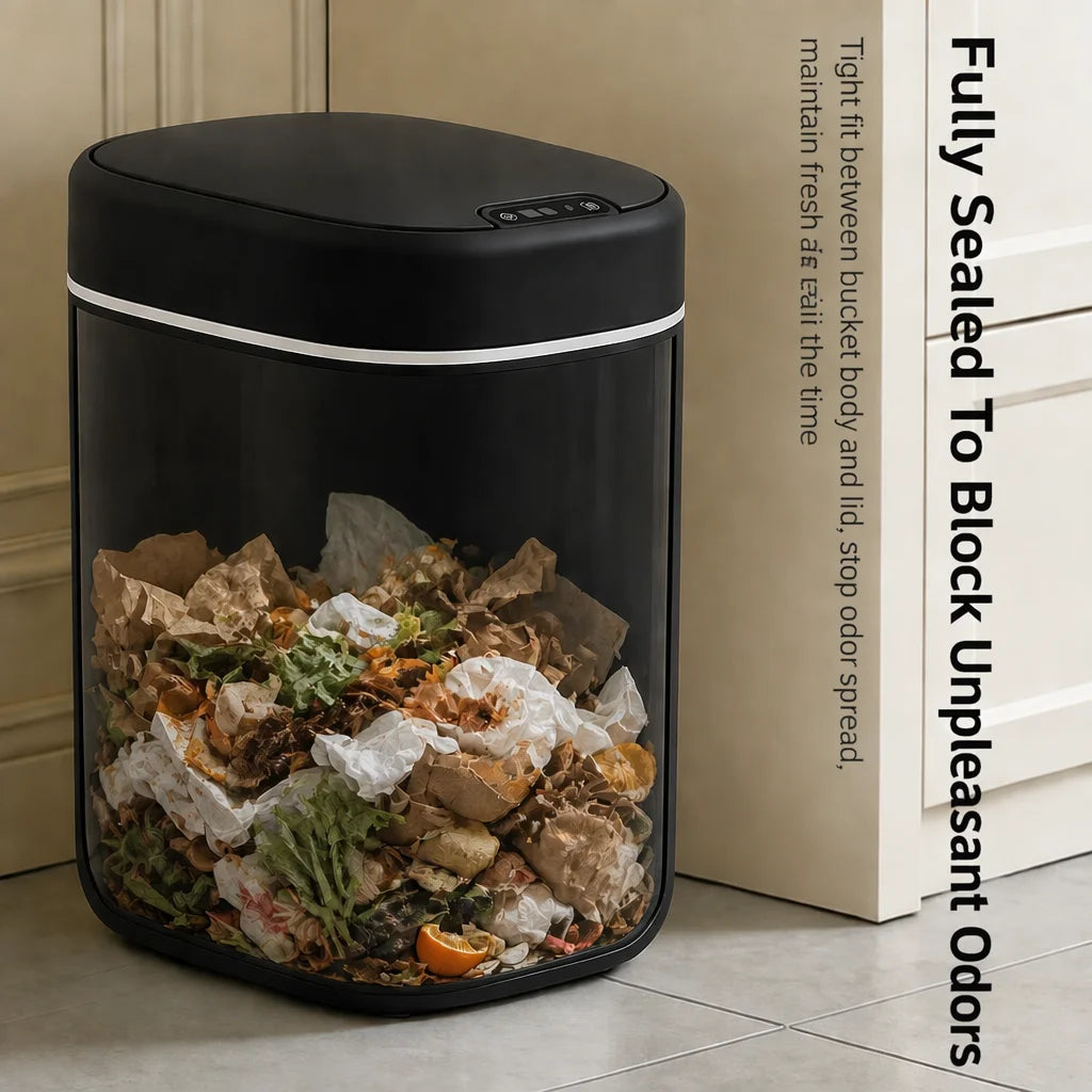 17L Large Capacity Smart Sensor Trash Can with 3 Induction Modes, Touch Control & Odor Sealed Airtight Lid Design, Easy To Clean Durable Touchless Automatic Waste Bin for Bathroom Office Household Use