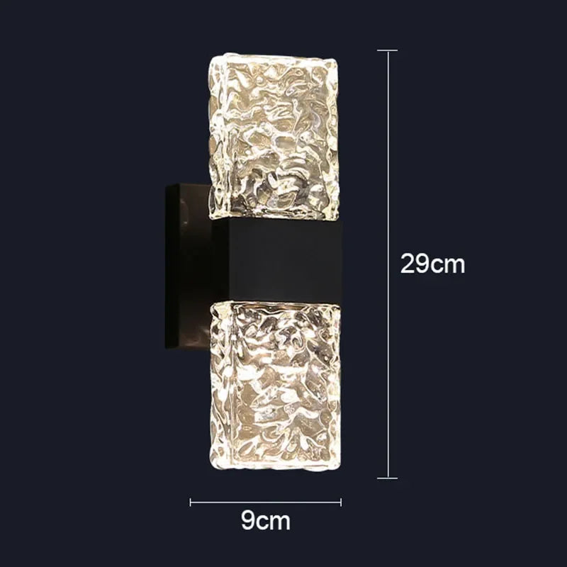 Modern Water Ripple Glass Rectangle Wall Lamp Gold 29x9cm | 41765670