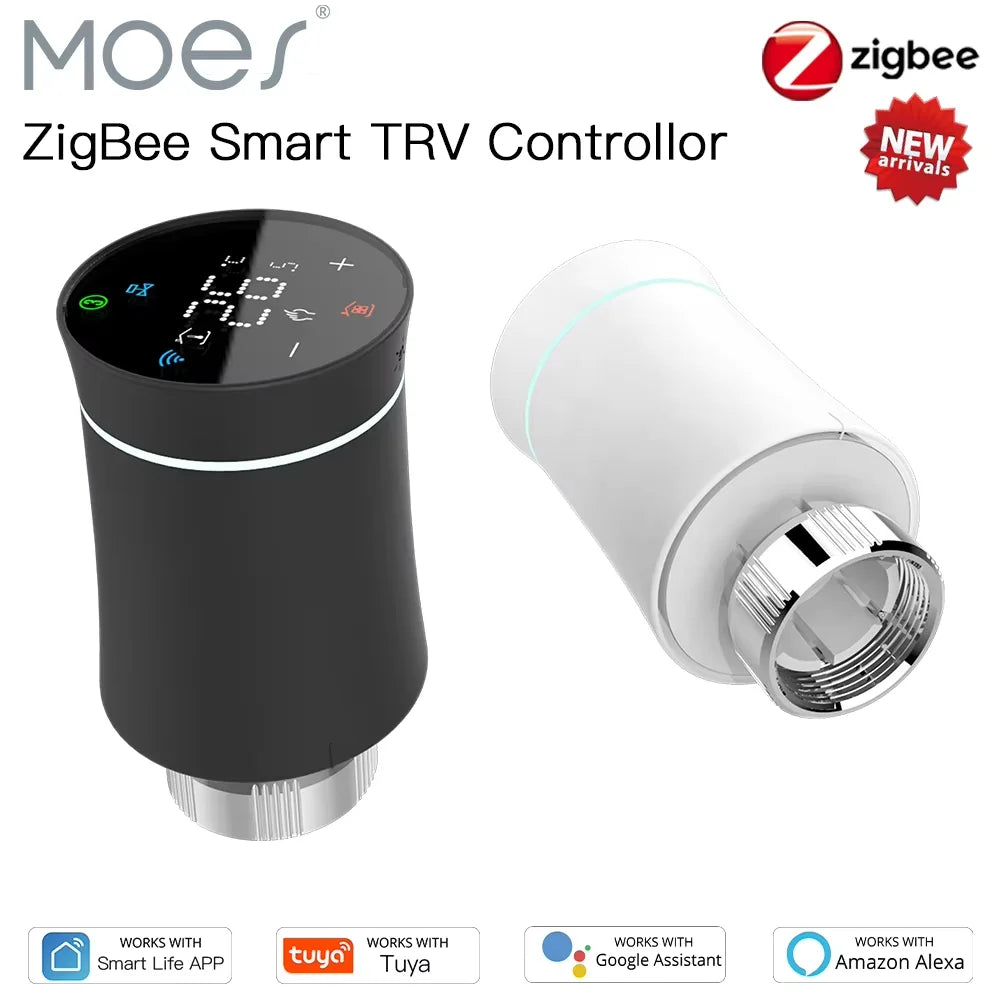ZigBee 3.0 TRV Thermostat Smart Radiator Actuator Valve Programmable Temperature Controller Alexa Google Voice Control