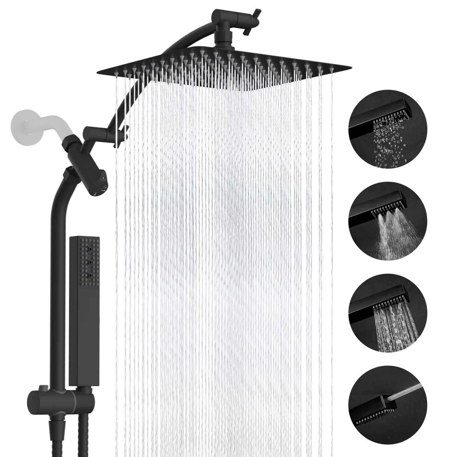 Dual Shower Head Combo with 10-Inch High Pressure Rainfall Shower and Slide Bar