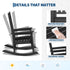 HDPE Rocking Chair Outdoor Set of 2 with Side Table - Poly High Back Porch Rocker Chairs for Adults - All Weather Resistant Furniture for Patio Front Porch - Black