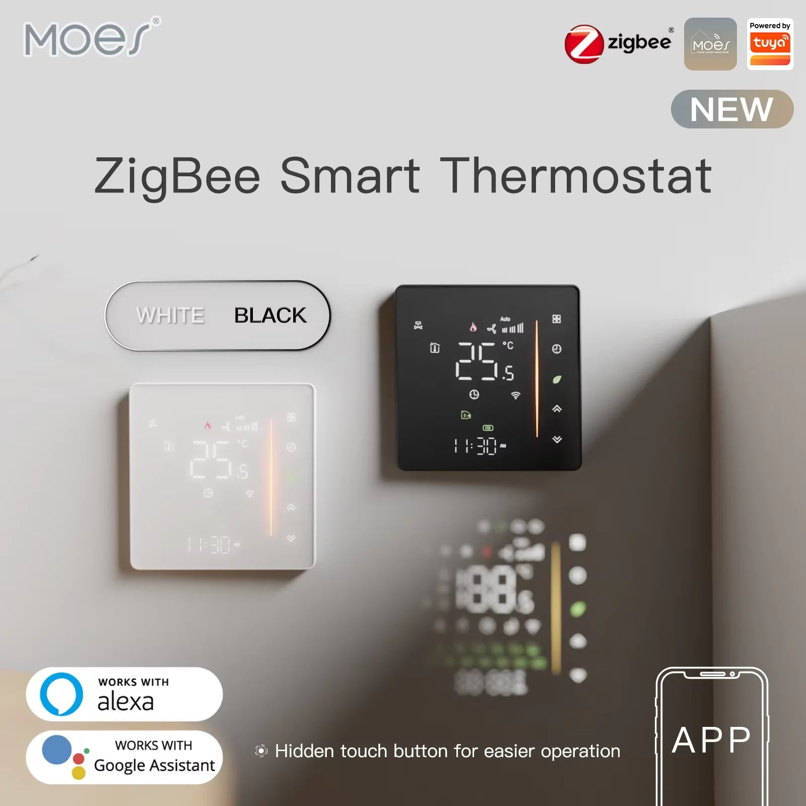 Zigbee Thermostat Room Temperature Controller for Water/Electric Floor Heating Gas Boiler with Humidity Sensor | 5A16A