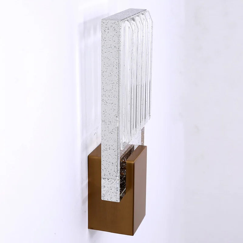 Modern Water Ripple Glass Rectangle Wall Lamp Gold 29x9cm | 41765670
