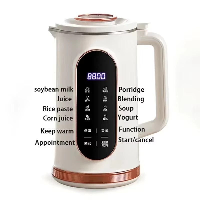 1.5L Multifunctional 10-Blade Blender & Soymilk Maker - 600W Heating & Blending Machine with 304 Stainless Steel Liner