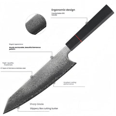 8-Inch Damascus Steel Chef Knife - 67-Layer High Carbon Kitchen Knife with Ergonomic G10 Handle