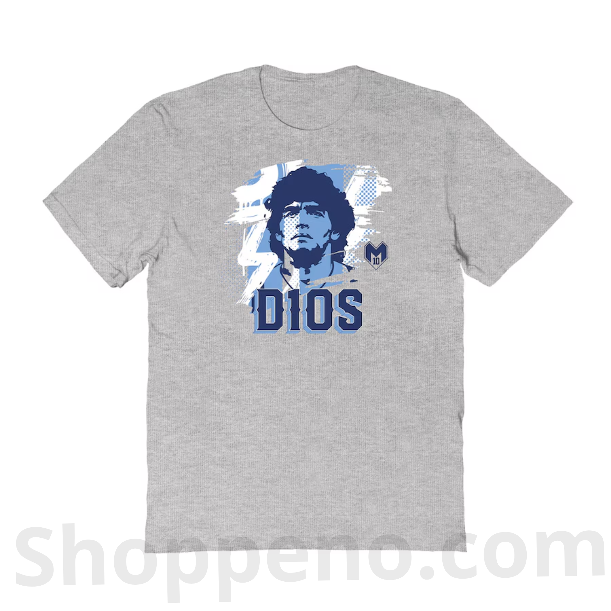 Shoppeno™ Diego Maradona Argentina National Team  D10S T-Shirt – Gray