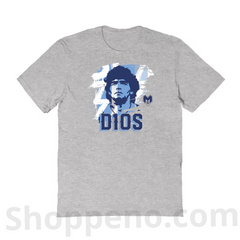 Shoppeno™ Diego Maradona Argentina National Team  D10S T-Shirt – Gray