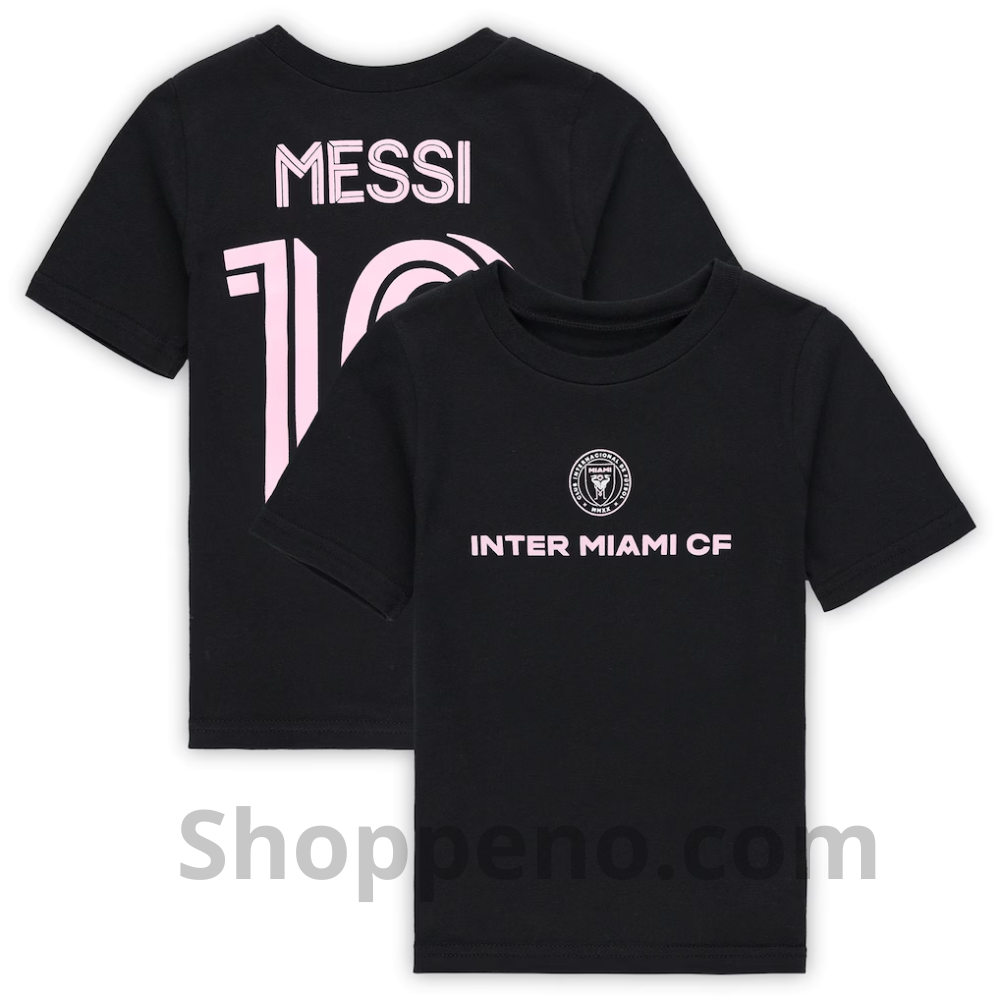 Shoppeno™ Lionel Messi Inter Miami CF Name & Number T-Shirt – Black