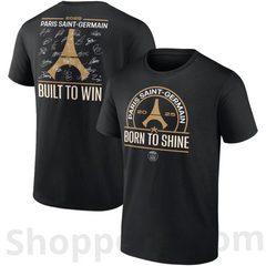 Shoppeno™ Paris Saint-Germain 2025 Champions League Winners Signature Roster T-Shirt – Black