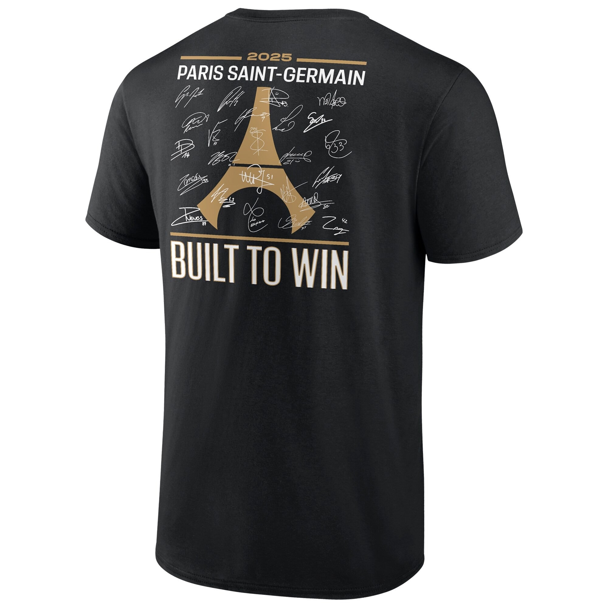 Shoppeno™ Paris Saint-Germain 2025 Champions League Winners Signature Roster T-Shirt – Black