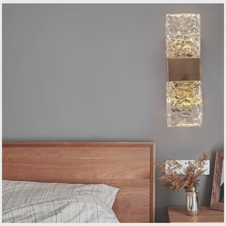 Modern Water Ripple Glass Rectangle Wall Lamp Gold 29x9cm | 41765670