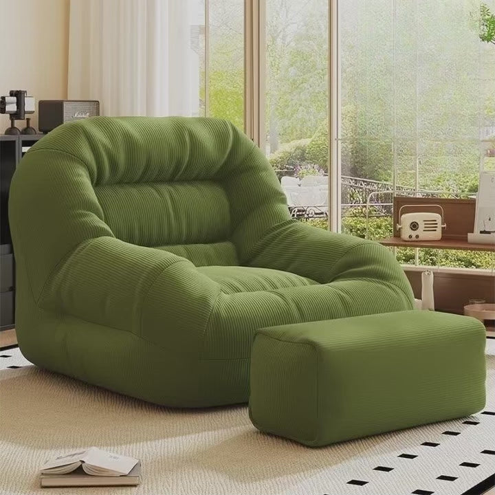 Olive Green Corduroy Bean Bag Sofa | High-Density Filling for Bedroom & Living Room