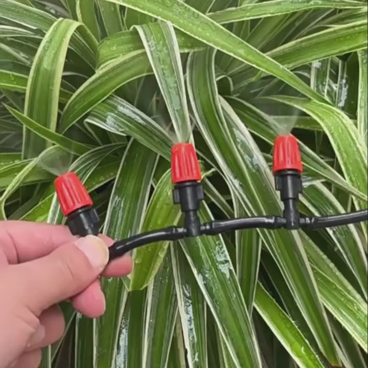 Fog Nozzles Irrigation Kit Garden Automatic Spray Misting Plant Watering System with 4/7 PE Hose and Connector