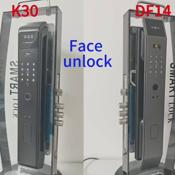 3D Face Recognition Smart Door Lock with Camera | Tuya & Smart Life App Control | Voice Intercom | Fingerprint & Password | Rechargeable Battery | 30280 SC S-H SB