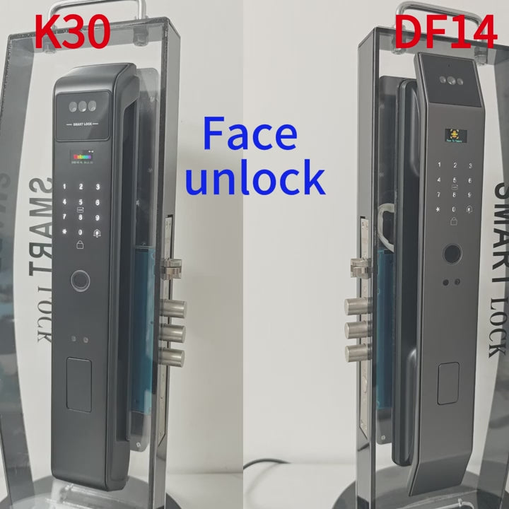 3D Face Recognition Smart Door Lock with Camera | Tuya & Smart Life App Control | Voice Intercom | Fingerprint & Password | Rechargeable Battery | 30280 SC S-H SB