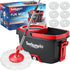 Spin Mop and Bucket Set with 6 Microfiber Heads, Dark Grey